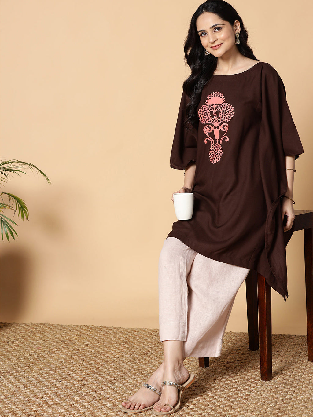Coffee Kaftan Kurta - Nyara