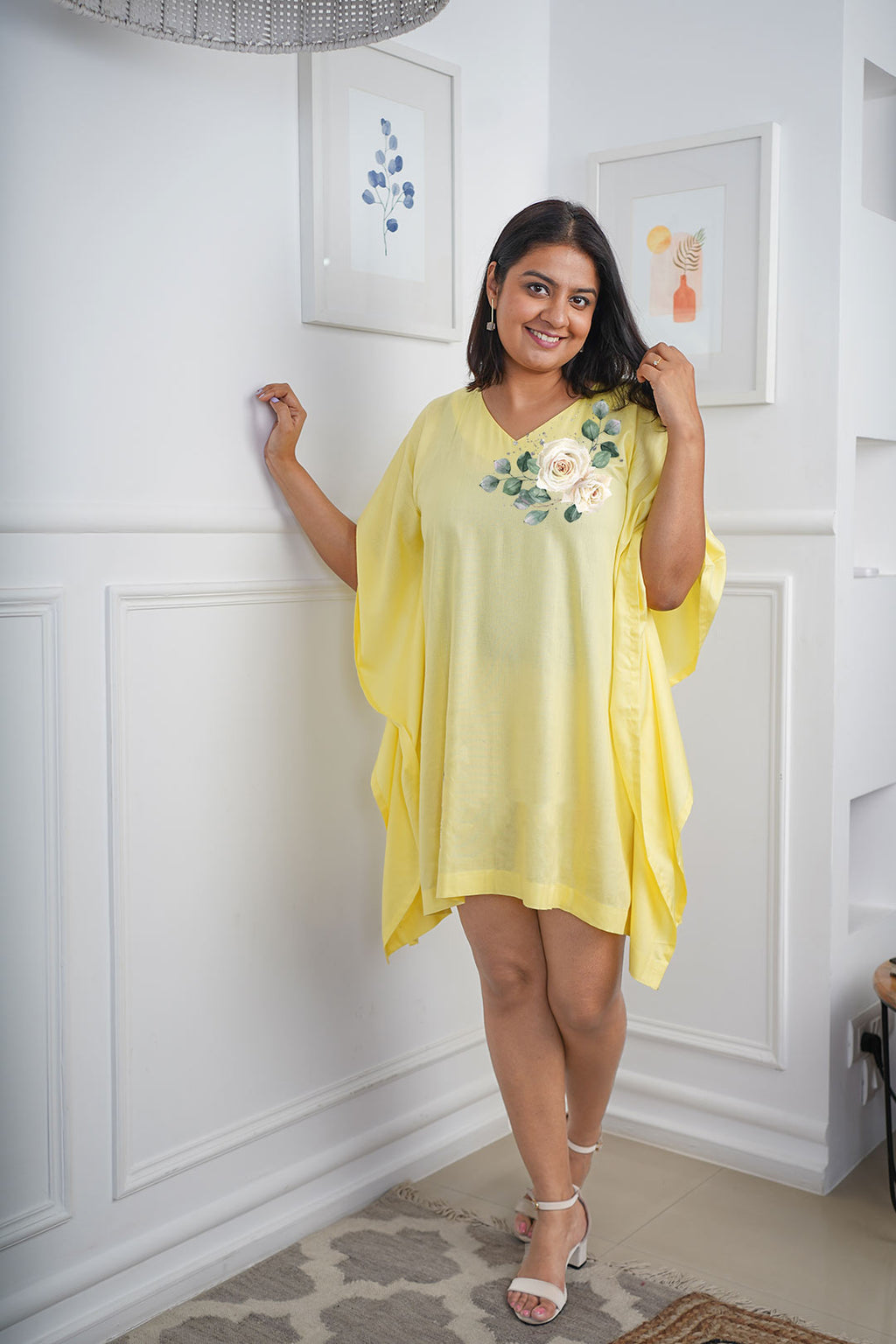 Yellow Rayon Kaftan - Garden Fairy