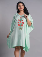Minty Rayon Kaftan - Flowery