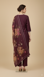 Royal Bloom Maroon Kurti Set"
$