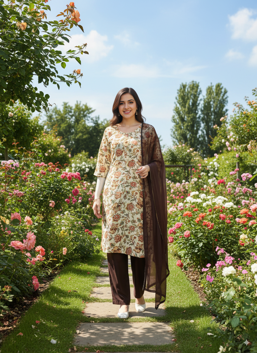 Rosewood Elegance Kurti Set 🌹✨
$