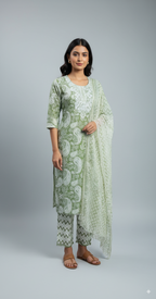 Verdant Elegance Kurti Set $