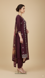 Royal Bloom Maroon Kurti Set"
$