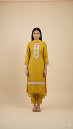 Golden Bloom Embroidered Kurti Set $