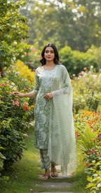 Verdant Elegance Kurti Set $