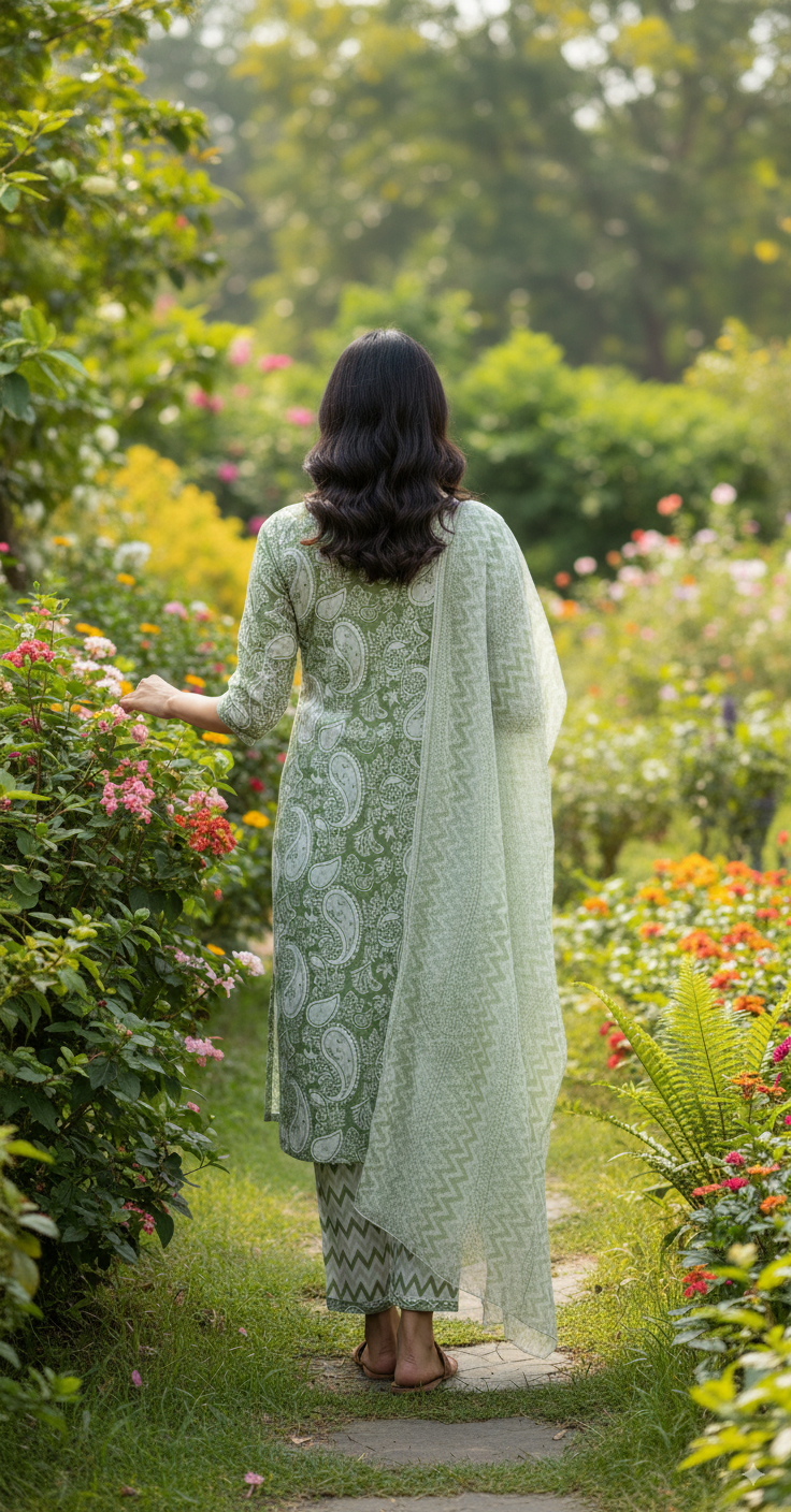 Verdant Elegance Kurti Set $