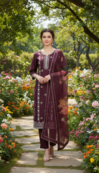 Royal Bloom Maroon Kurti Set"
$