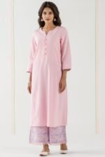 Gulbarg Pink Handloom Kurta