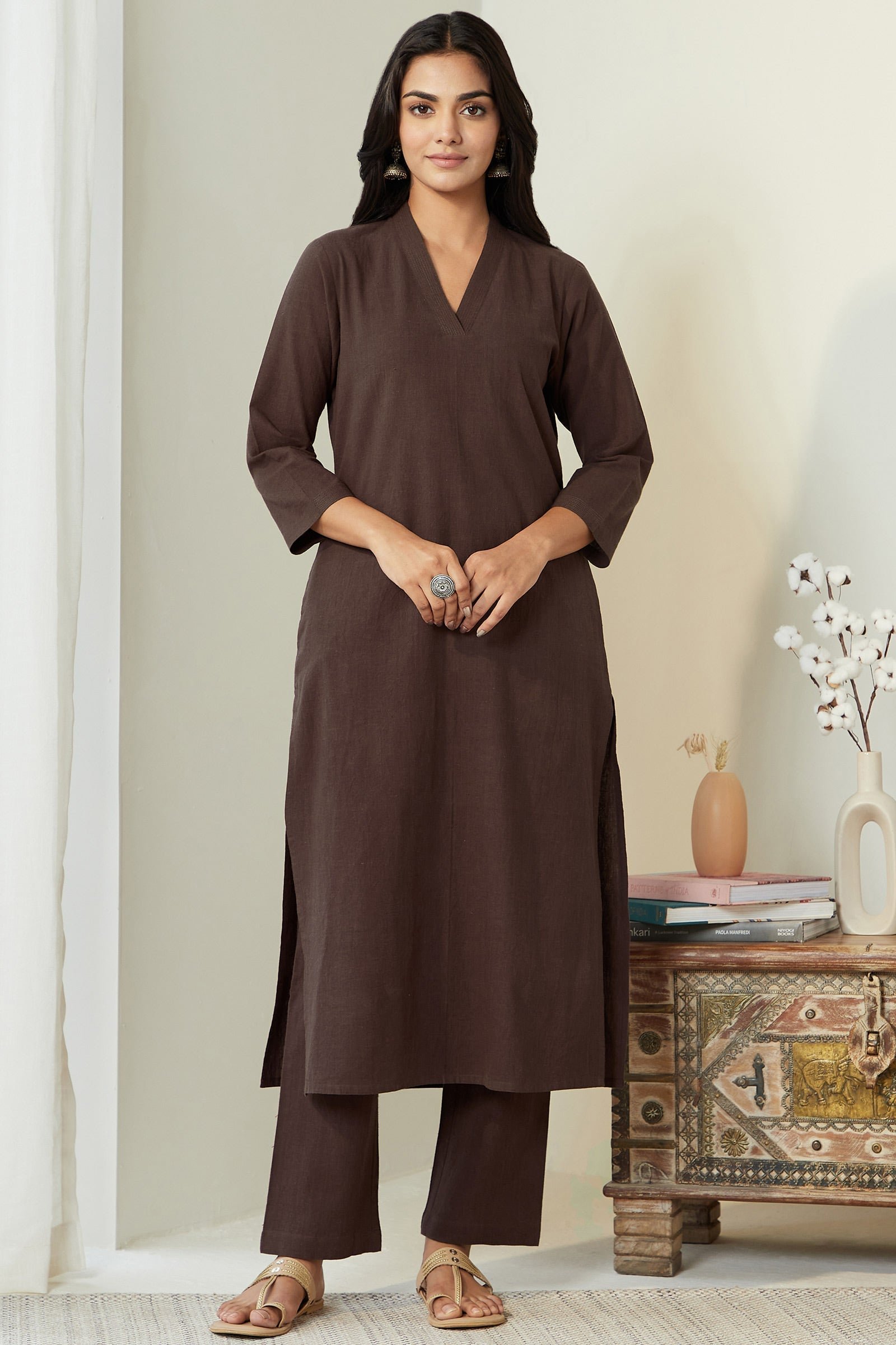 3_179_841.jpg Roza Seher Brown Kurta - Image 1