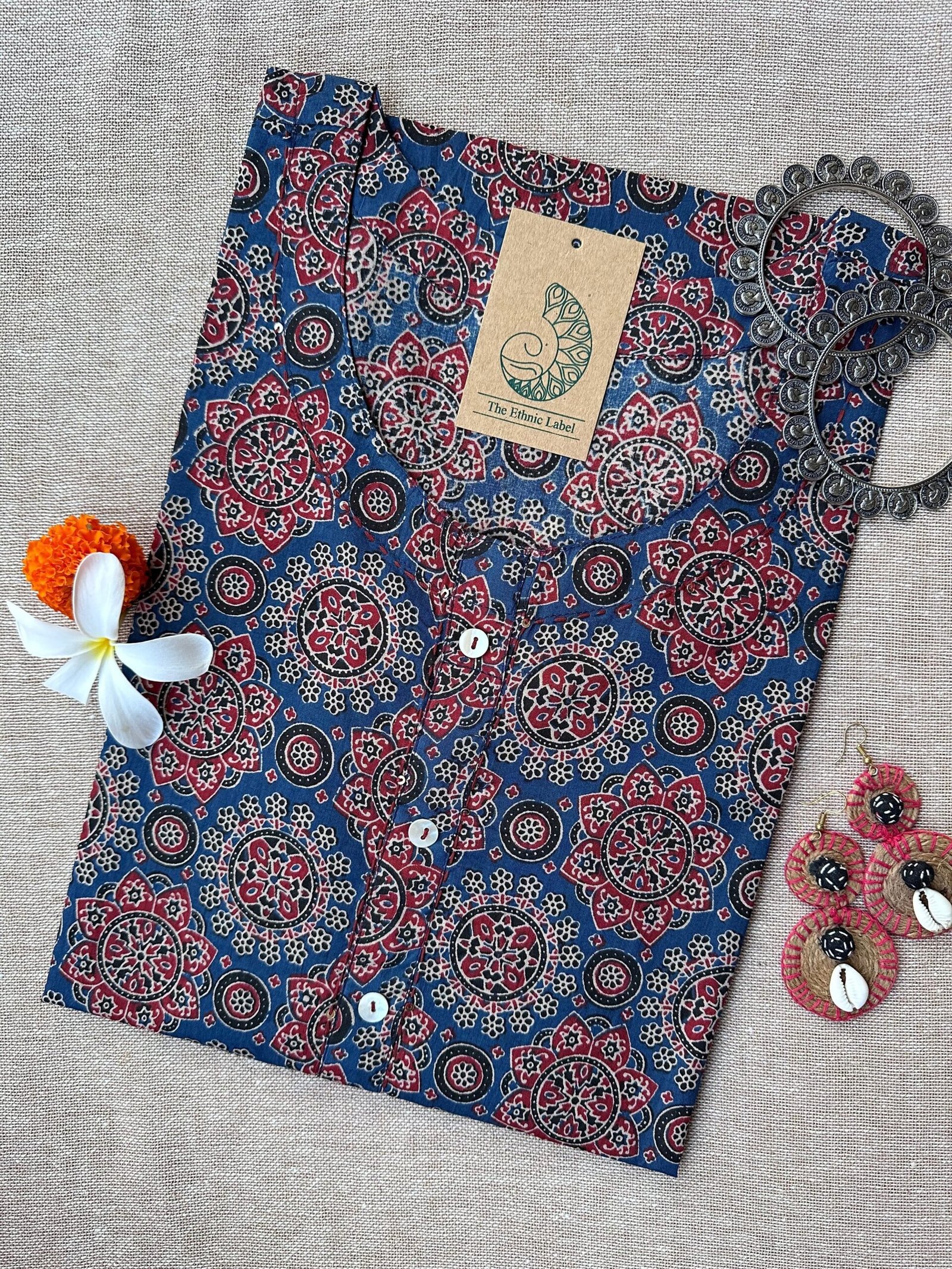 B283A19F-3B7E-4B31-ACB5-57A744C45B5E-scaled-1.jpg "Roshan" Ajrakh Hand Block Printed Cotton kurta - Image 1