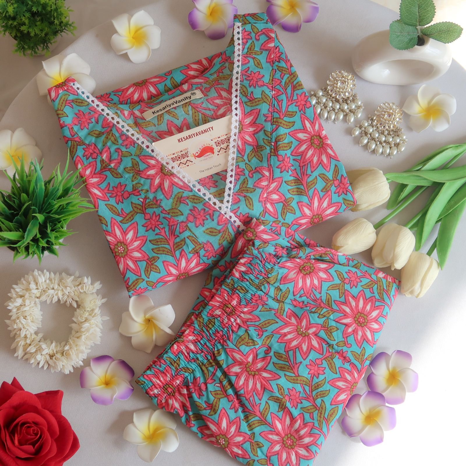 IMG-20240408-WA0033.jpg Aasmani Phool Lace Suit Set - Sukoon 3.0 (Slim Fit) - Image 1