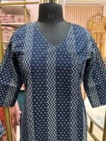 "Ira" Blue Angrakha Cotton Kurta - Image 5