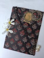 "Sameera" Black hand block printed cotton Kurta-S