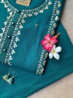 "Simran" hand embroidered Silk Kurta Set(2pc) - Image 3