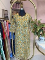 "Kiran" Hand Block Printed Laced Cotton kurta - Image 5