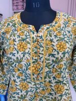 "Kiran" Hand Block Printed Laced Cotton kurta - Image 6