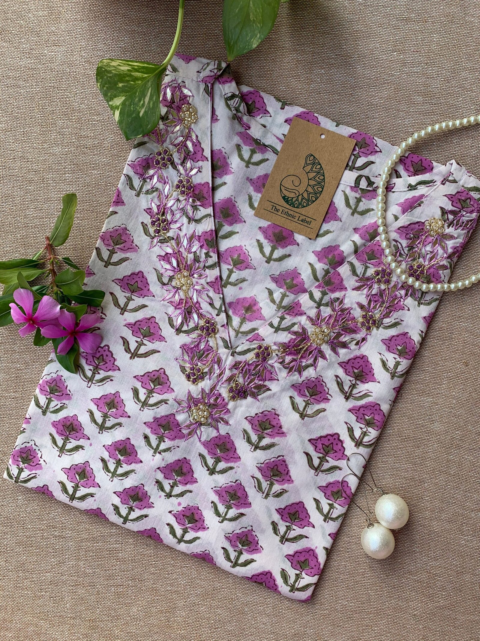 IMG_2253-scaled-1.jpg "Anmol" Hand Work Embellished Cotton kurta - Image 1