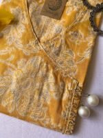 "Basant" Yellow Floral Angrakha Cotton Kurta - M - Image 2