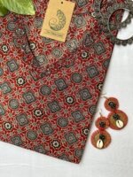 "Aiza" Ajrakh Hand Block Printed Cotton kurta - Image 2