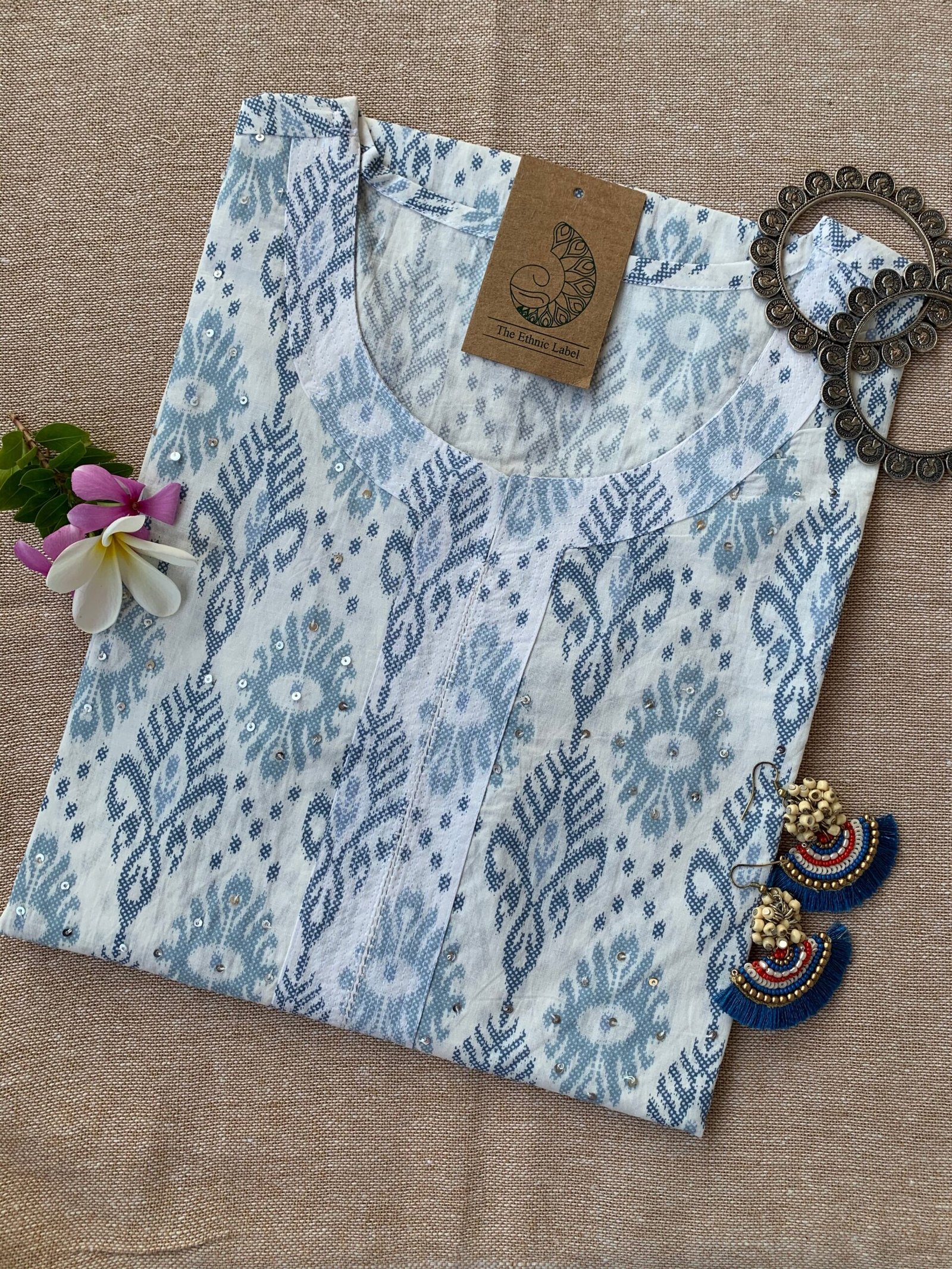 IMG_5039-scaled-1.jpg "Silver Spring" Hand Block Printed Cotton Kurta - Image 1