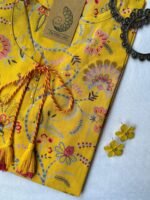 "Flavia" Yellow Sanganeri Hand Block Printed Cotton kurta - Image 3