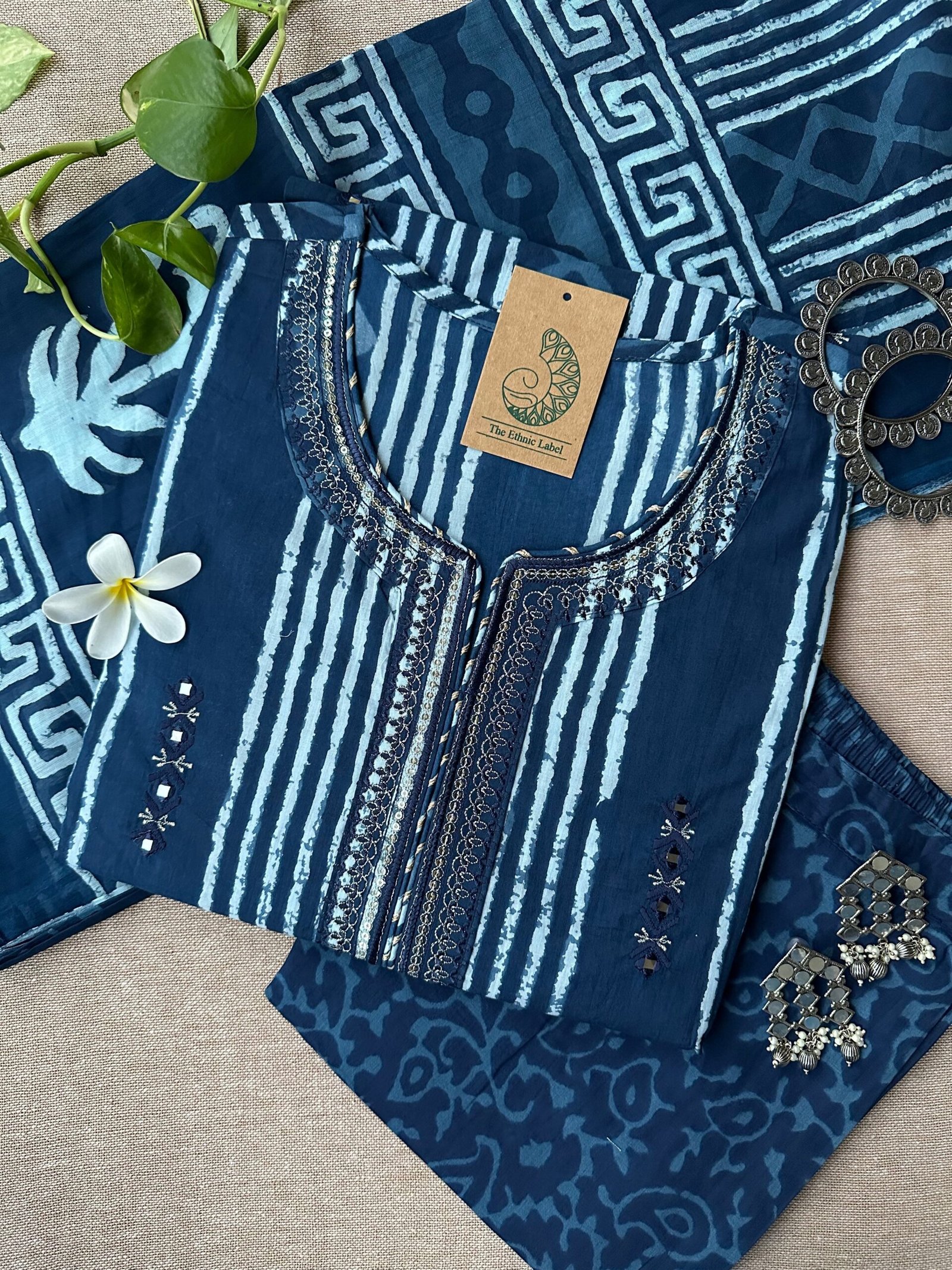 IMG_5576-scaled-1.jpg "Nazar" Indigo Hand Embroidered Kurta Set with dupatta(3pc) - Image 1