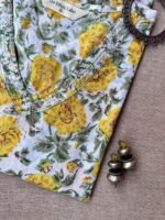 "Marigold" Yellow Hand Block Printed Cotton kurta - Image 4