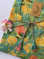 "Daffodils" Sanganer Hand Block Printed Tassel Cotton Kurta - Image 2