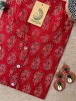 "Roohani" Bagru Kantha Buttoned Cotton kurta - Image 3