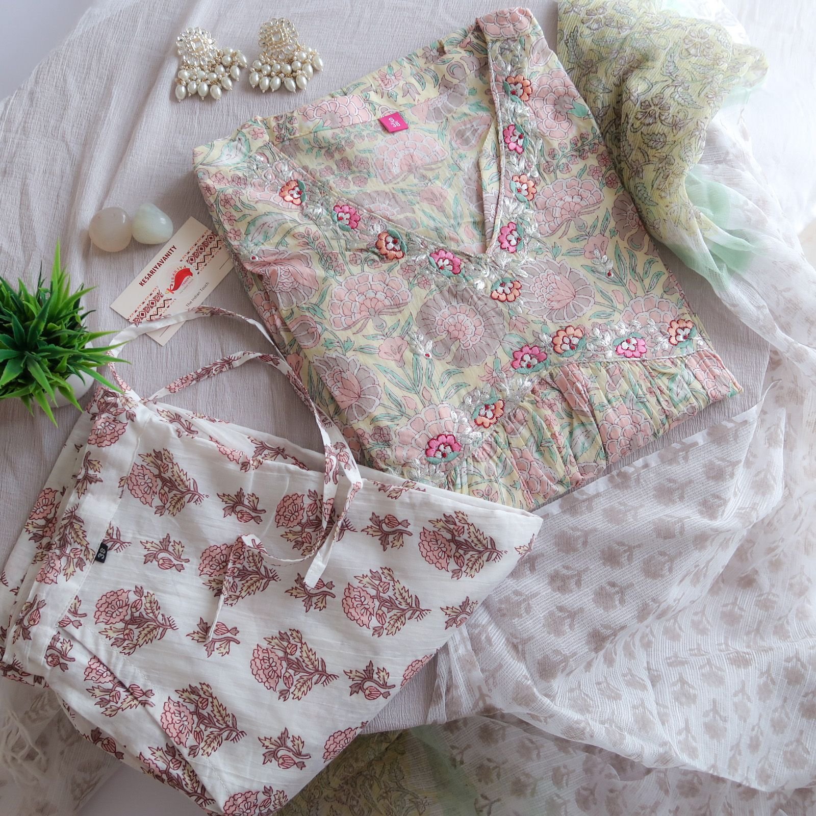 WhatsAppImage2023-05-14at12.16.01PM.jpg Floral Premium Cotton Suit Set - Cream Yellow - Image 1